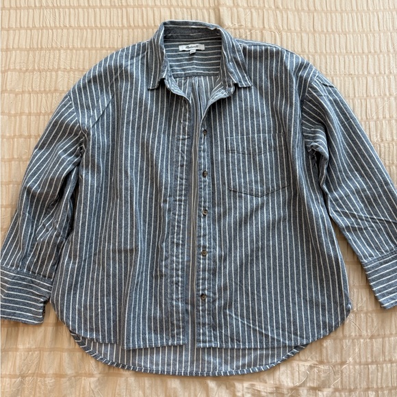 Madewell Women’s Pinstripe Button Up - Picture 1 of 5